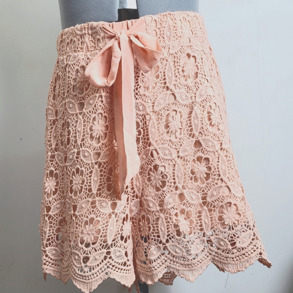 Torrid Lace Overlay Ribbon Tie Shorts Women's Plus Size 2X Pink